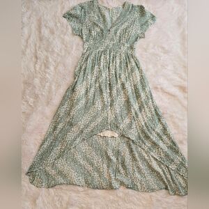 PROMESA Green and White Floral Button Down Dress Size Medium